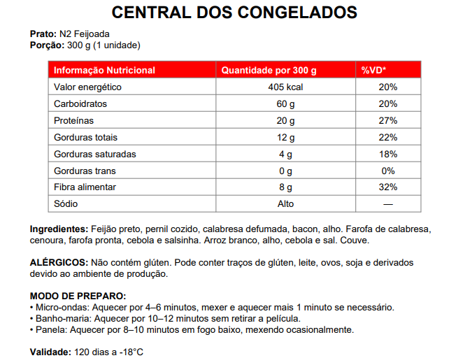 2 - FEIJOADA MAGRA ARROZ FAROFA E COUVE MANTEIGA 300G