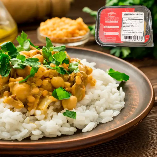 23 - STROGONOFF DE GRÃO DE BICO PALMITO ARROZ E BATATA RÚSTICA - 300G