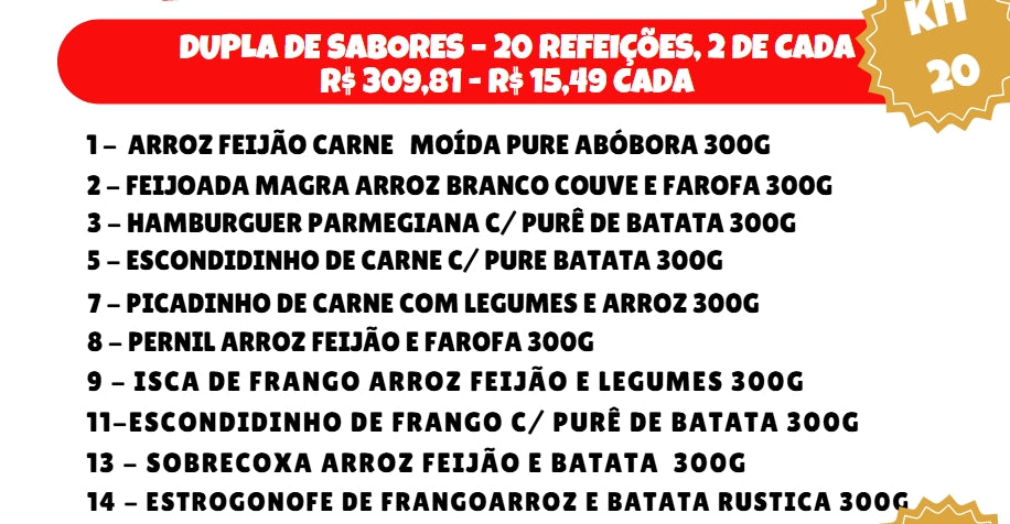 KIT 20 UNIDADES DIA A DIA