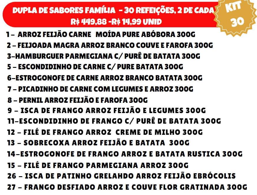 KIT 30 UNIDADES DIA A DIA